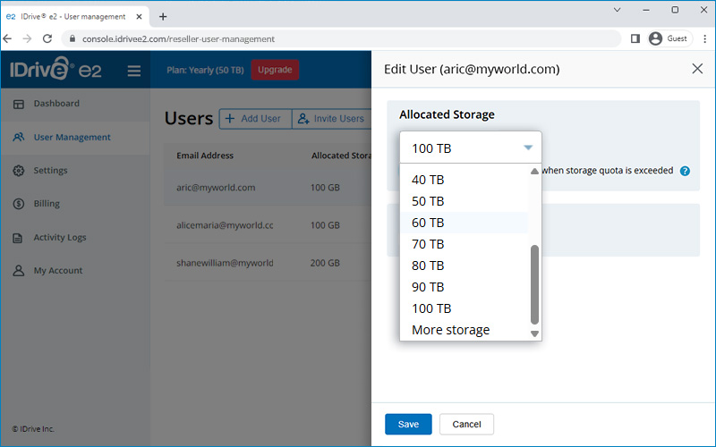 Faq Reseller - change allocated storage quota