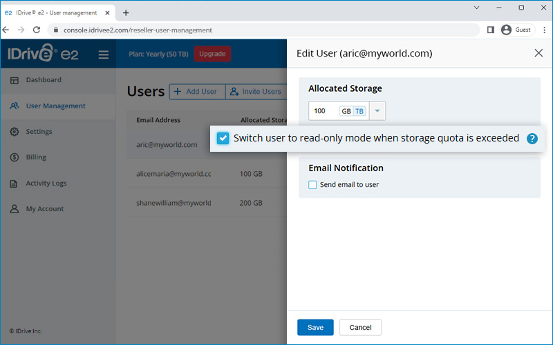 Faq Reseller - switch user to read-only mode